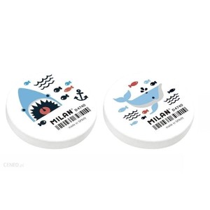 Gumka do mazania okrągła 4,7x0,8cm MILAN SHARK ATTACK mix wzorów 1szt. /D4740/