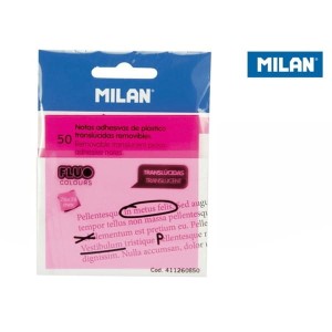 Karteczki samoprzylepne transparentne różowe 76x76mm MILAN 50szt. /411260850/