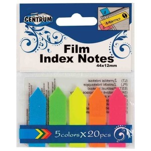 Zakładki indeksujące 12x45mm PP 5x20szt. neon strzałki CENTRUM 83506 100szt. /CE83506/