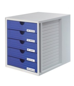 Zestaw 5 szufladek System-Box A4 szaro-niebieski