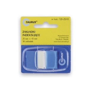 Zakładki indeksujące 25x43mm PP 1x50szt z podajnikiem TAURUS niebieskie 50szt /TZI-25/43 /DO WYCZERPANIA ZAPASÓW/