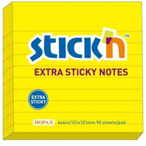 Notes samoprzylepny 101x101mm 90 kartek w linie neon żółty STICKN EXTRA STICKY /21504/