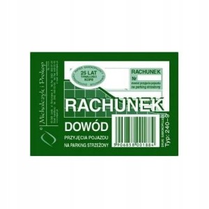 DRUK DOWÓD PRZYJĘCIA POJ NA PARKING MICHALCZYK I PROKOP