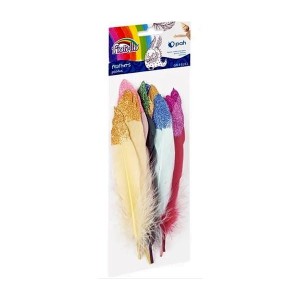 Piórka 10-15cm kolorowe z brokatem GR-FE012 FIORELLO 10szt. /170-2617/