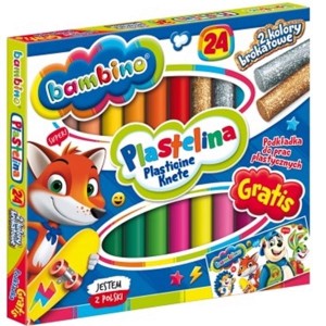 Plastelina 24 kolorów BAMBINO + podkładka do prac plastycznych gratis