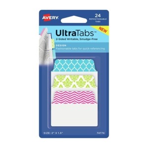ZAKŁADKI INDEKSUJĄCE 50,8x38,1mm PP 3x8szt. KOLOROWE WZORY AVERY 24szt.