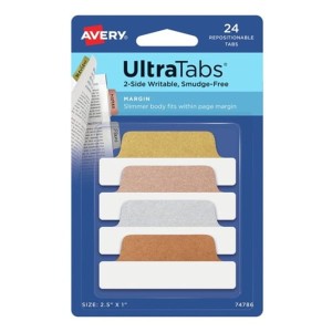 ZAKŁADKI INDEKSUJĄCE 63,5x25,4mm PP 4x6szt. METALICZNE AVERY 24szt.