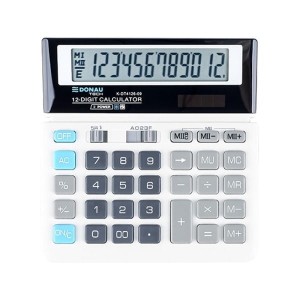 Kalkulator 12 pozycyjny DONAU TECH K-DT4126-09 156x152x28mm biały /K-DT4126-09/