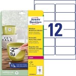 Etykiety poliesterowe 99,1x42,3 wodoodporne AVERY ZWECKFORM HEAVY DUTY usuwalne białe 20 arkuszy 240 etykiet /L4776REV-20 /