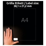 Etykiety papierowe 38,1x21,2 na mrożonki AVERY zweckform trwałe białe 25ark 1625 etykiet /L7971-25/