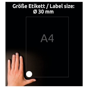 Tabliczki inspekcyjne No Peel Avery Zweckform, A4, 10 ark./op., 240 et./op.; O30mm; białe /L7802-10/