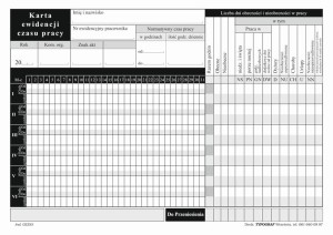 Druk "Karta Ewidencji Czasu Pracy" A5 100szt TYPOGRAF 02255