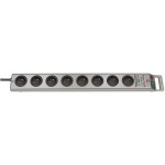 Przedłużacz do prądu / Listwa przypodłogowa, przeciwprzepięciowa BRENNENSTUHL SuperSolid, 8 gniazd, 2,5m, 4500A, srebrna