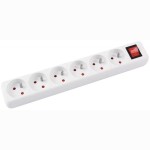 Przedłużacz OFFICE PRODUCTS, 6 gniazd 5m z uziemieniem i wyłącznikiem biały /13116541-14/