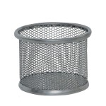 Pojemnik na przybory metalowy 90x68mm Q-CONNECT OFFICE SET srebrny /KF15104 /