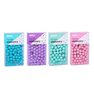 Pinezki tablicowe APLI NORDIK mix kolorów pastel 100szt. /AP18150/