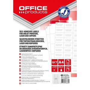 Etykiety papierowe 48,5x25,4 białe OFFICE PRODUCTS 100 arkuszy /14062615-14/