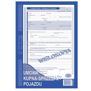 Druk samokopiujący umowa kupna-sprzedaży pojazdu A4 40 kartek MICHALCZYK I PROKOP /650-1/