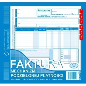Druk samokopiujący faktura mechanizm podzielonej płatności netto 2/3 A4 80 kartek oryginał + kopia MICHALCZYK I PROKOP /127-2P/