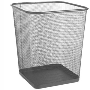 Kosz na śmieci kwadratowy 27cm siatka TRES srebrny  /SKKD/SR/