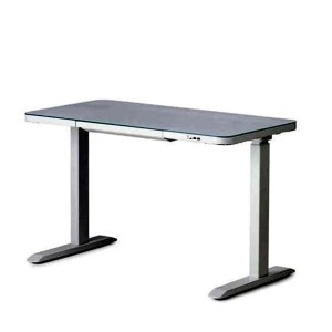 Biurko szklane elektryczne z regulowanym blatem O'DESQUE CRYSTAL białe /BBPODESQUEW/