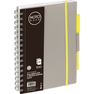 Kołozeszyt A5/100 kratka PP z przekładkami NOTEBOOK szary/150-1412/