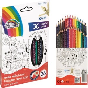 Kredki ołówkowe trójkątne 36 kolorów FIORELLO SUPER SOFT /170-2474/