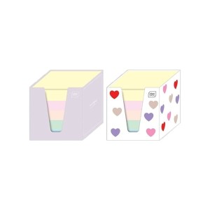 Kostka biurowa kolorowa w pojemniku papierowym 90x90x90mm INTERDRUK kolory pastelowe 1szt. /KOSPAPKKUBP/