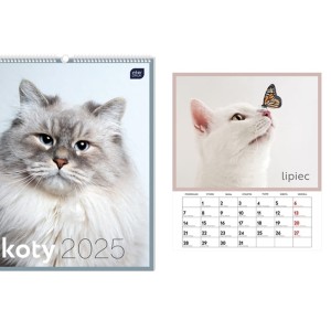 Kalendarz wieloplanszowy INTERDRUK 2025 koty 1szt. /KALŚCPKOTY/