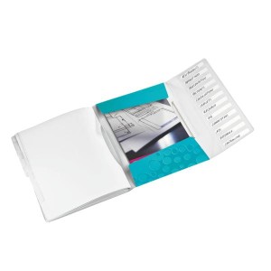 Teczka segregująca 12 przekładek PP LEITZ WOW turkusowa /46340051/