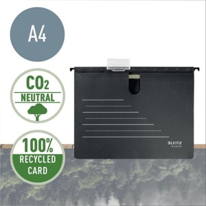 Skoroszyt zawieszkowy kartonowy A4 275g ESSELTE LEITZ ALPHA RECYCLE czarny 1szt. /19200095/