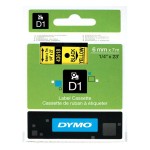Taśma DYMO D1 6 mm/7m podkład żółty nadruk czarny 43618 /S0720790/