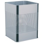 Kosz na śmieci kwadratowy metalowy 18,5l perforacja 165mm srebrny 3321 23