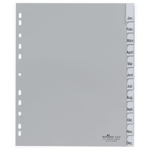 Przekładki A4 wykonane z PP zgrzane wymienne indeksy specjalna szerokość 12-częściowe szare /644610/