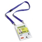 Identyfikator konferencyjny A6 z taśmą tekstylną granatową 10 sztuk 8525 07