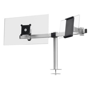 Uchwyt na monitor LCD 21-27'' i tablet montaż w otworze blatu srebrny /508823/