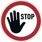 Naklejka podłogowa do znakowania "STOP" DURABLE śr. 430mm x 0,2mm odklejalna biała czerwono-czarny nadruk /104203/