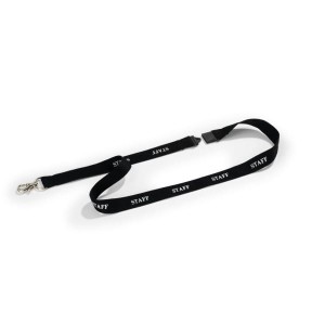 Smycz do identyfikatorów DURABLE z nadrukiem "STAFF" czarna 20mm Z KARABIŃCZYKIEM 10szt. /823901/