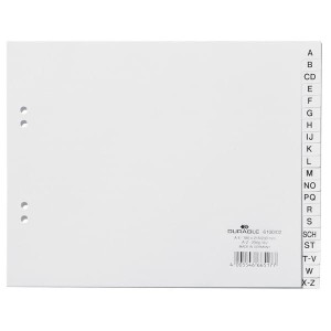 Przekładki A4 wykonane z PP nadrukowane indeksy A-Z białe 20 części /610002/