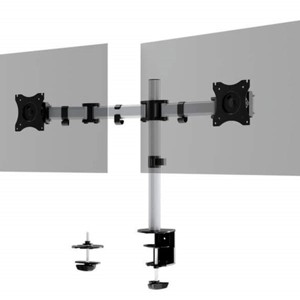Uchwyt na 2 monitory LCD 21-27cali zacisk biurkowy srebrny /509523/