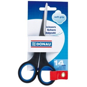 Nożyczki biurowe  DONAU SOFT GRIP 14 cm niebiesko-czarne /7932301PL10/