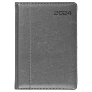 Terminarz A5 dzienny z registrami CRUX 2024 NEVRO szary /KK-VCN-425RD.-N56/