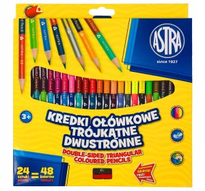 KREDKI DWUSTRONNE OŁÓWKOWE ASTRA 24/48 KOLORÓW +