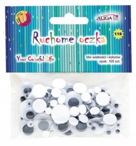 RUCHOME OCZKA 5mm/7mm/10mm/14mm/7- 10mm/10-15mm SAMOPRZYLEPNE ALIGA 105szt.