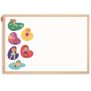Tablica edukacyjna magnetyczna suchościeralna 60x90cm nadruk PRZYGODA ZE SPORTEM rama drewniana MEMOBE 1szt. /MTM090060.SP01.01.51/