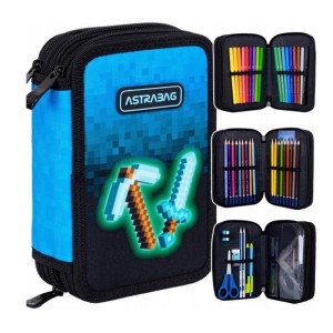 PIÓRNIK POTRÓJNY Z WYPOSAŻENIEM ASTRABAG BLUE PIXEL AC31 1szt.
