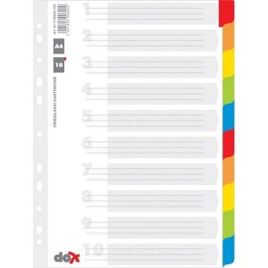Przekładki Office Products, karton, A4, 227x297mm, 10 kart, indeks laminowany /21071011-99/