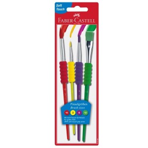 Pędzle szkolne z miękkim uchwytem 4szt. blister FABER CASTELL /481600/