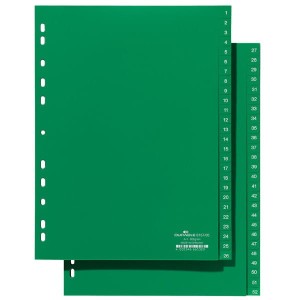 Przekładki A4 nadrukowane indeksy 1-52 zielone /615705/