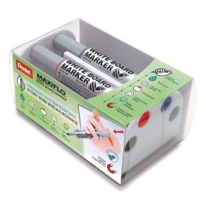 Marker suchościeralny i do flipchartu okrągły 2,0-2,5mm PENTEL komplet 4 kolory  /MWL5M-4N/